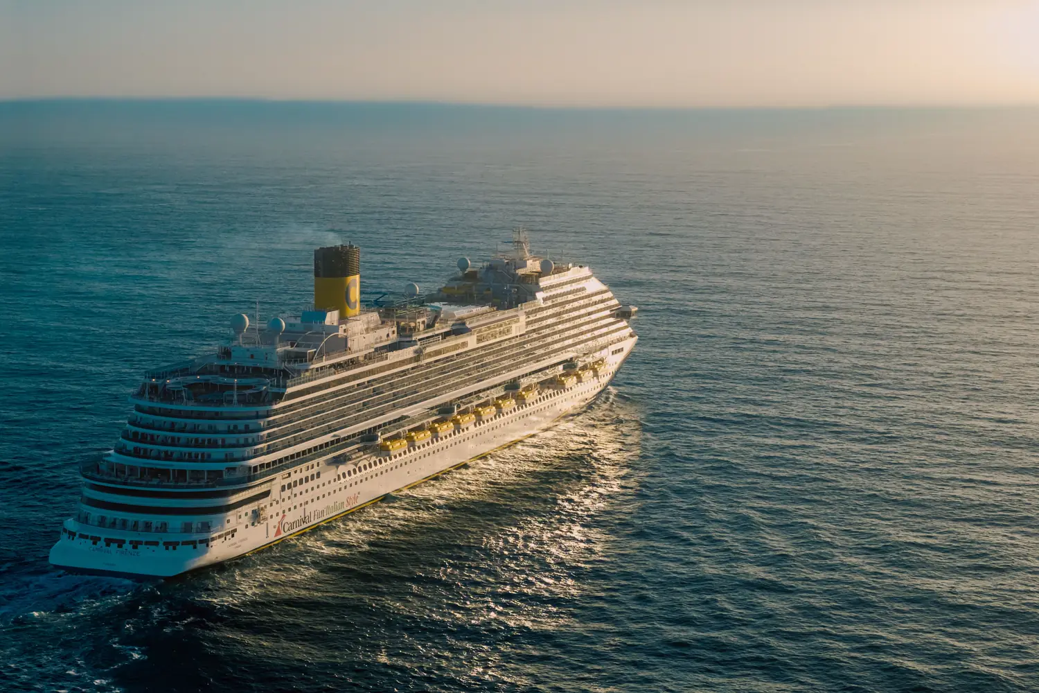 A cruise ship at sea